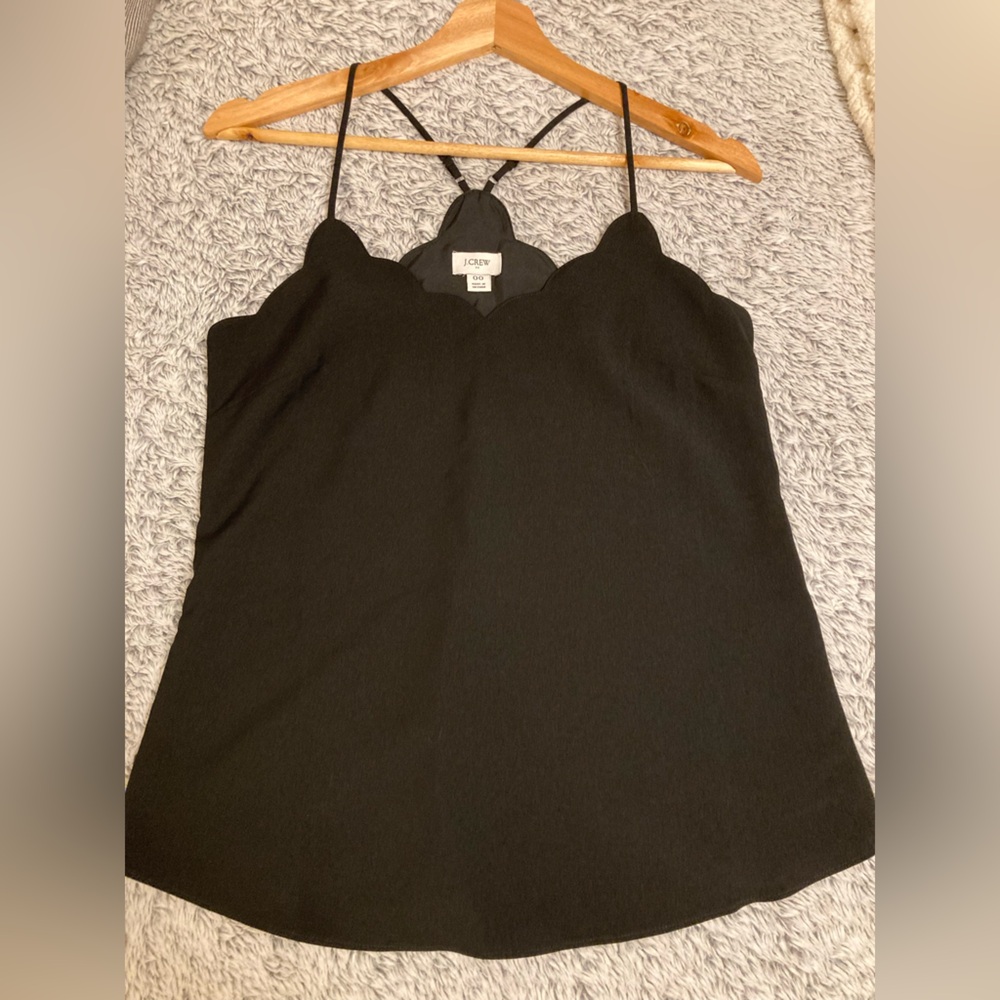 J. Crew Black Scalloped Tank Top